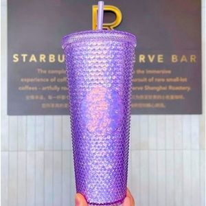 Starbucks China Overseas Purple Tumbler Grid Bling Iridescent Cup 24oz Venti New